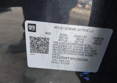 2023 Chevrolet Malibu Fwd 1Lt из США, поврежденный, VIN 1G1ZD5ST3PF232320